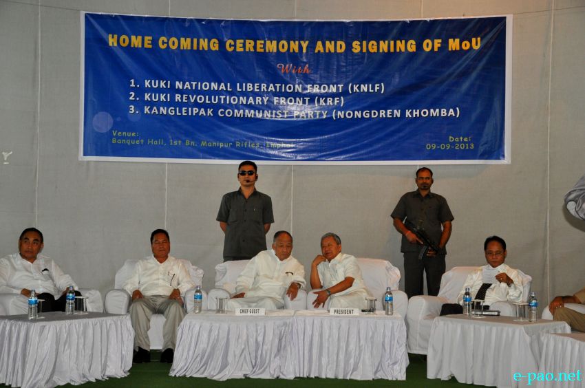 155 cadres of four different underground groups 'Surrendering / Home Coming Ceremony' at 1st MR, Imphal  :: 09 September 2013