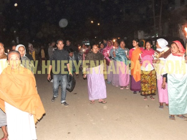 Locals of Moreh holding a rally against the conduct of Dingko