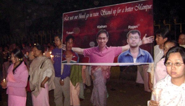 File pic of a protest rally to denounce the brutal killings of Dr Kishan, Token and Rajen