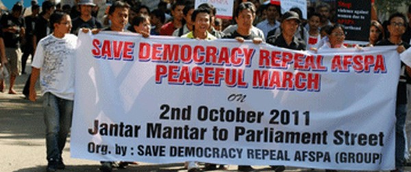 A protest march at Delhi in 2011 to demand the repeal of AFSPA