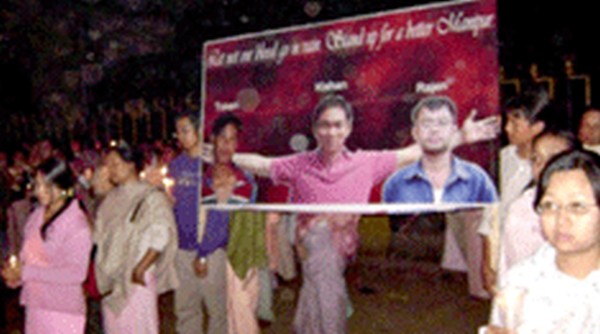 A protest then taken out on the death of Dr Th Kishan, A Rajen and Y Token