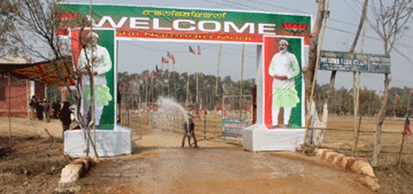 Decks cleared to welcome Narendra Modi at the venue of the public meeting