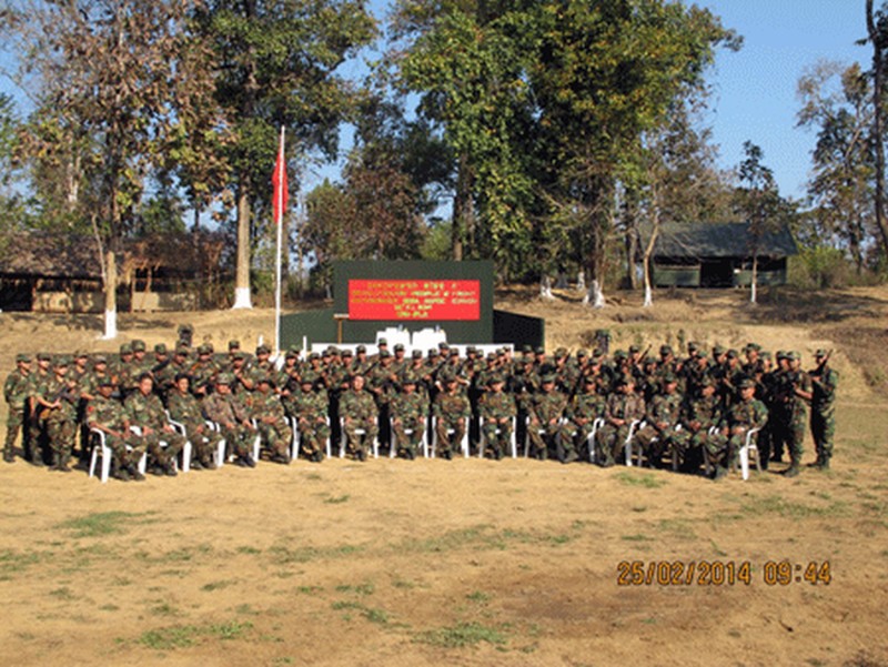 Officers and cadres of RPF/PLA pose during the 35th Independence Demand Day celebration at the outfit's General Headquarters