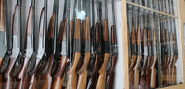 Guns on display at one of the registered shop