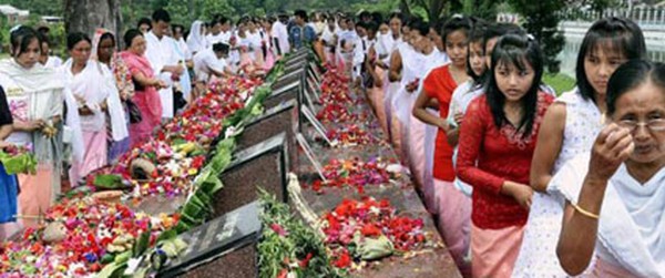 File pic of tributes paid to the June 18 martyrs at Kekrupat