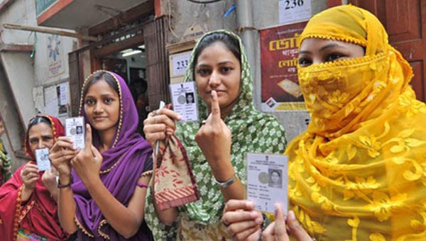 Women voters in West Bengal after cating their votes