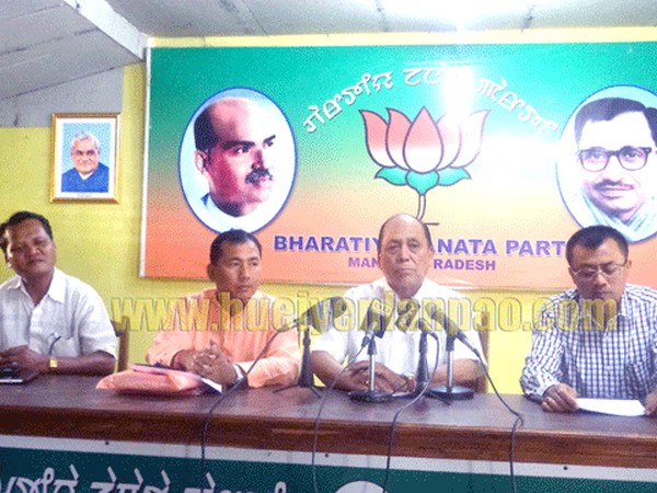 Th Chaoba, President of Manipur unit of BJP, at a press meet 