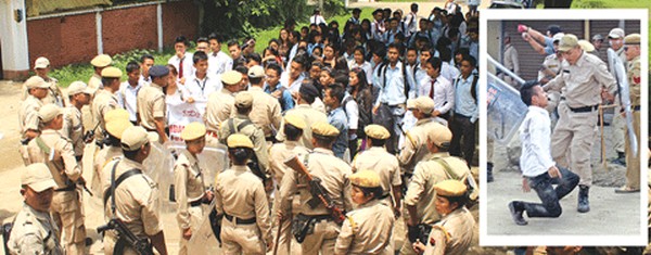 Agitating students and police