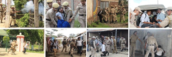 Different facets of the police-students confrontation seen on Thursday at Imphal in the course of protest agitation for implementation of Inner Line Permit System