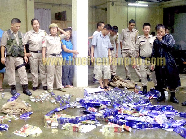 Seized liquor destroyed at Kangpokpi