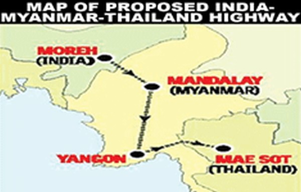 Map of proposed India-Myanmar-Thailand Highway