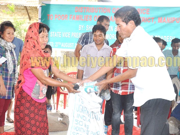 Rice distributed free of cost to poor people in Chandel