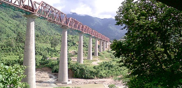 A section of Lumding-Silchar railway line