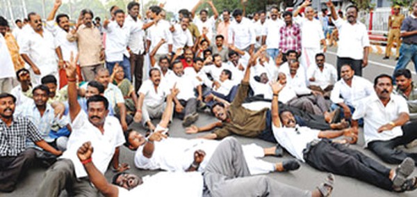 As news of the Court's verdict spread, AIADMK supporters protest at Coimbatore