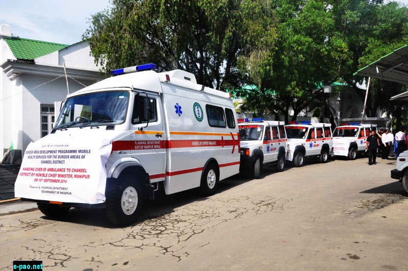 Handing Over of Ambulances to DCs of Ukhrul, Chandel & CCPur  at CM Secretariat