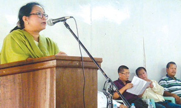 Kangpokpi MLA, Nemcha Kipgen, speaking during the event at at District Council Hall, Kangpokpi