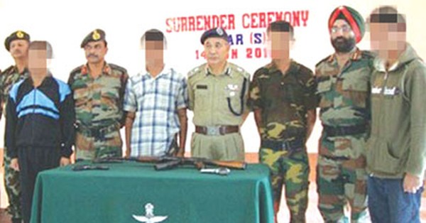 File pic of a surrender ceremony in Manipur 