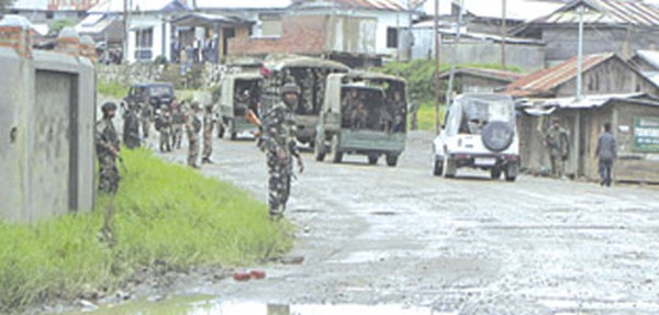 File pic of AR troops patrolling the street of Ukhrul