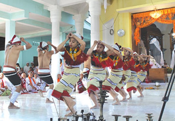 A cultural show underway at Mera Hou Chongba celebration at Lainingthou Sanamahi Temple 