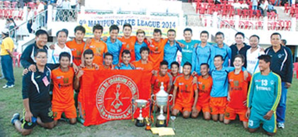 NEROCA players and officials pose fot the camera with the champion trophy