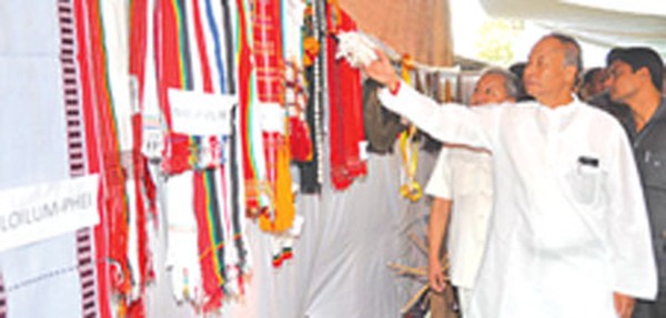 Chief Minister checks a stall at the golden jubilee function