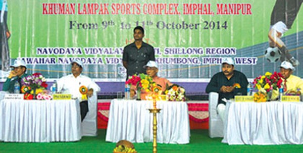 CM O Ibobi (C) and other dignitaries attending the inaugural function of JNV Sports Meet
