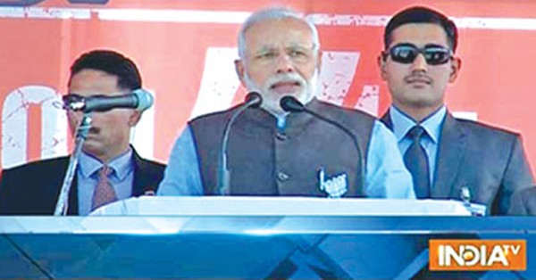 Prime Minister Narendra Modi addressing an election rally