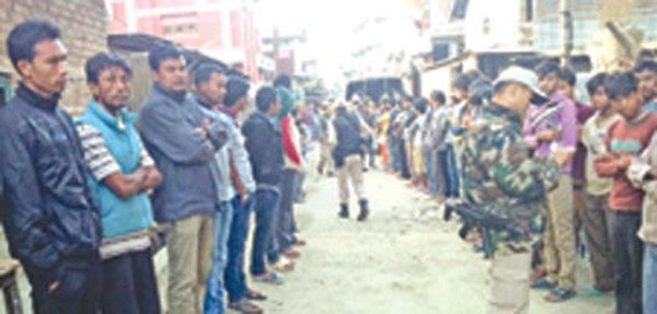 Cops during the search ops at Imphal East