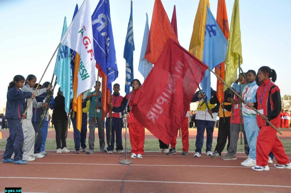 60th National School Games, 2014 (under-17 girls football) opening day at Khuman Lampak Main Stadium :: Dec 5 2014