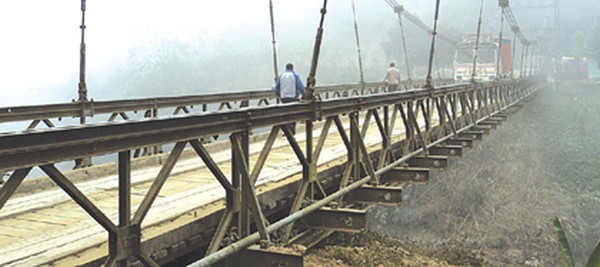 Barak suspension bridge which forms a key link of Imp-Jiri road 