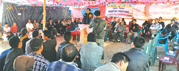The reception programme held at Mongken village in progress