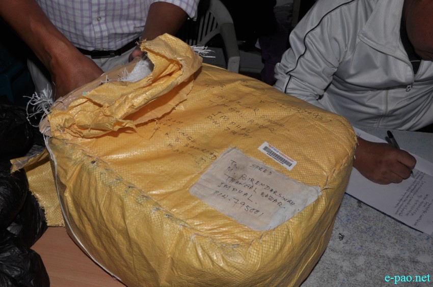 Imphal East Narcotic Cell seized illegal narcotic drugs - Spasmo Proxyvon (SP) from Imphal Post Office :: 30 October 2014