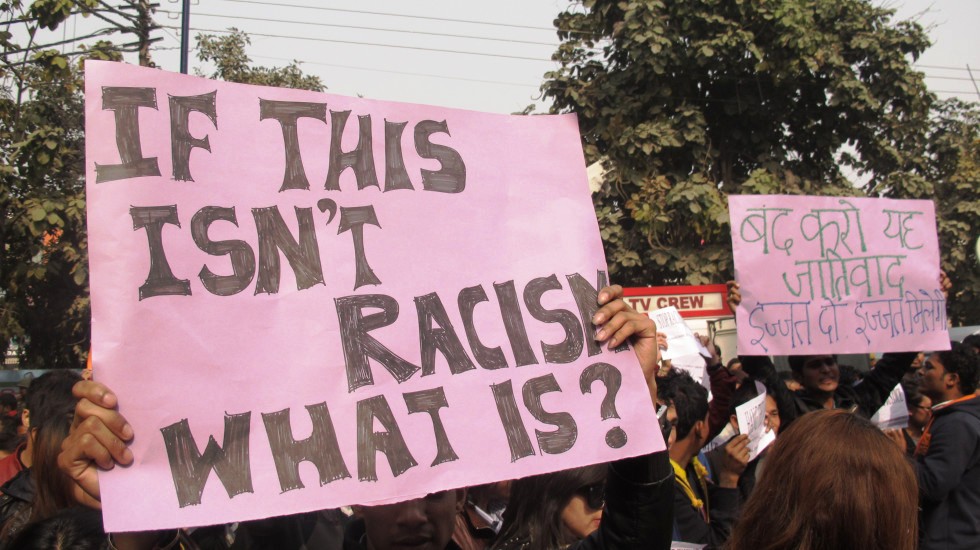 
Protest in Delhi against killing of Nido Taniam (a youth from Arunachal Pradesh :: 01 February 2014