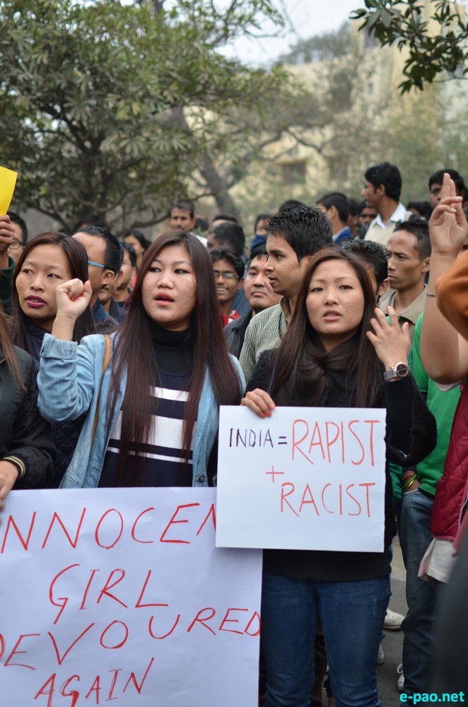 Protest against Rape of a Manipuri at Vasant Vihar Police Station, Delhi on Feb 8 2014