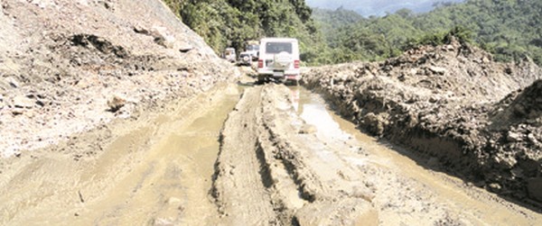 File photo of a stretch of Imphal-Jiribam highway which is under the BRO 