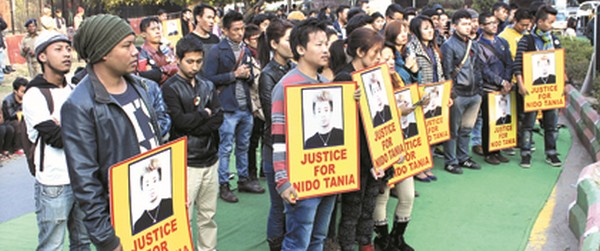 North East students gather on the death anniversary of Nido Tania 