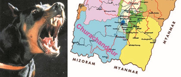Pic of a rabid dog and map of Churachandpur 