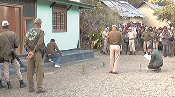 Policemen at the encounter site