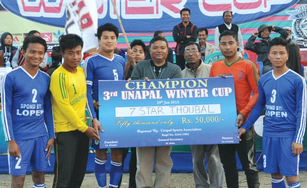 3rd Unapal Winter Cup-2015 : 7-Star, Thoubal lift champion trophy