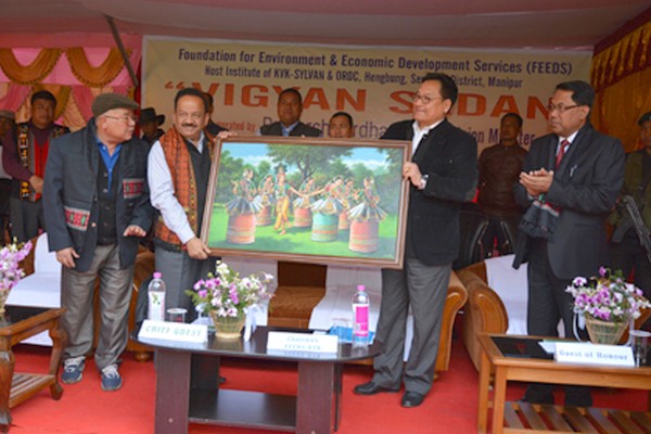 Dr Harsh Vardhan being presented a rare painting