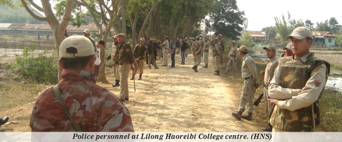 Police personel at Lilong Haoreibi College