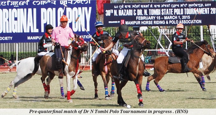 Pre-quaterfinal match of Dr N Tombi Polo Tournament in progress 