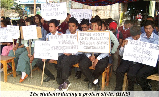 The students during a protest sit-in 