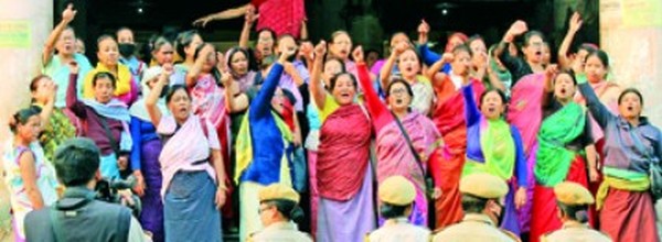 Womenfolk protesting the MRVT and MW Bill on March 16