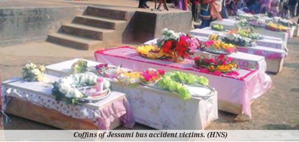 Coffins of Jessami bus accident victims