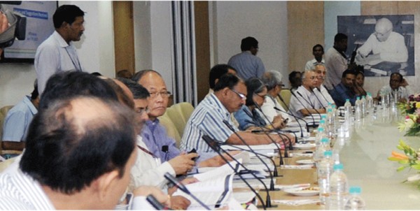 Chief Ministers of Madhya Pradesh, Rajasthan, Jharkhand, Manipur, Arunachal Pradesh and Nagaland at the meeting of the Chief Minister's Sub Group on Rationalization of Centrally Sponsored Scheme, at NITI Aayog, in New Delhi on Monday