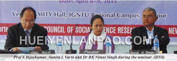 Prof E Bijoykumar, Sunita L Varte and Dr RK Nimai Singh during the seminar