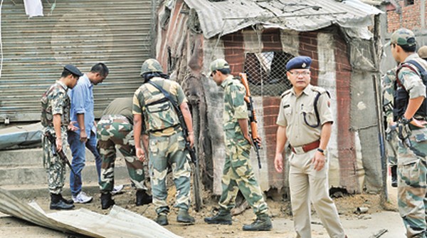 Security personnel at the blast site 