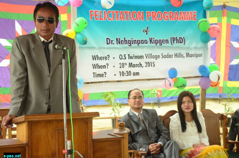 Dr Nehginpao Kipgen felicitated at OS Twinom village, Sadar Hills
