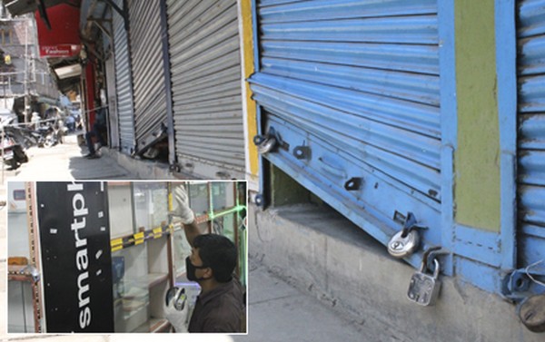 Shops located at Paona Bazar which were broken into by burglars last night 